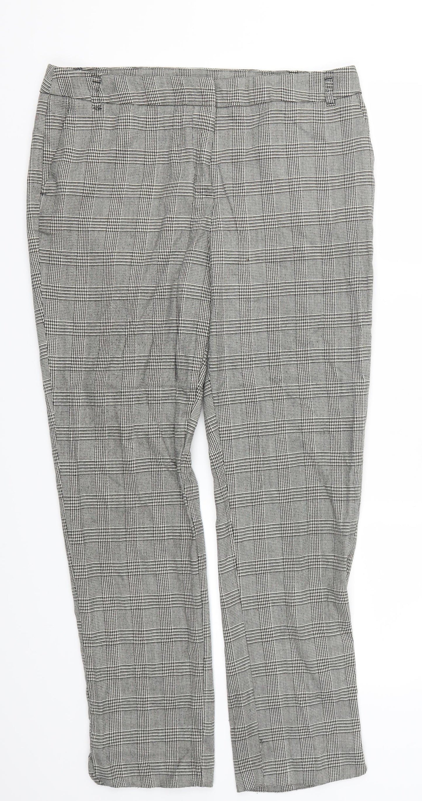 TU Womens Grey Houndstooth  Trousers  Size 14 L27 in