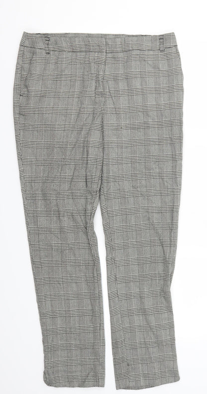 TU Womens Grey Houndstooth  Trousers  Size 14 L27 in