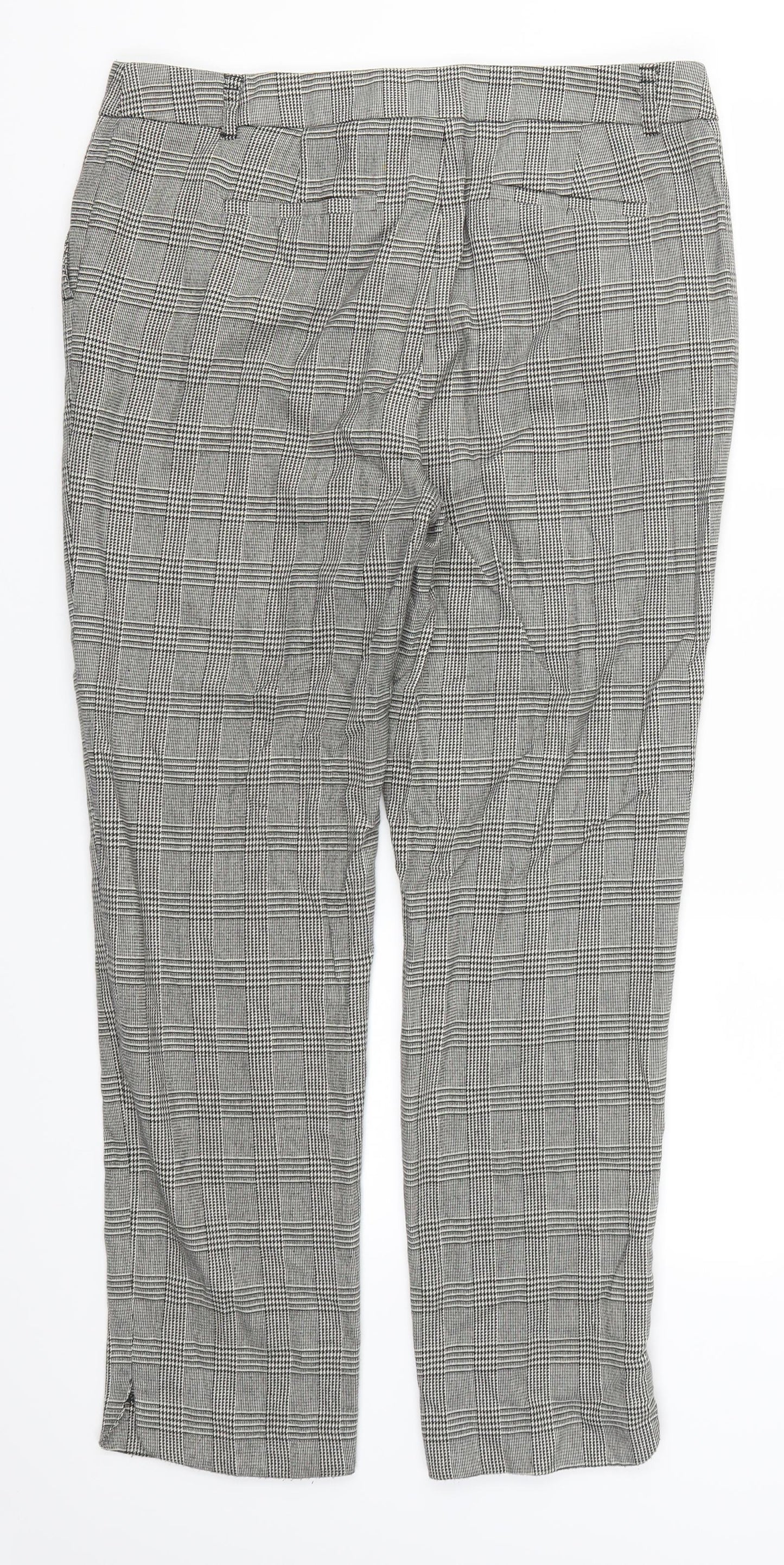 TU Womens Grey Houndstooth  Trousers  Size 14 L27 in