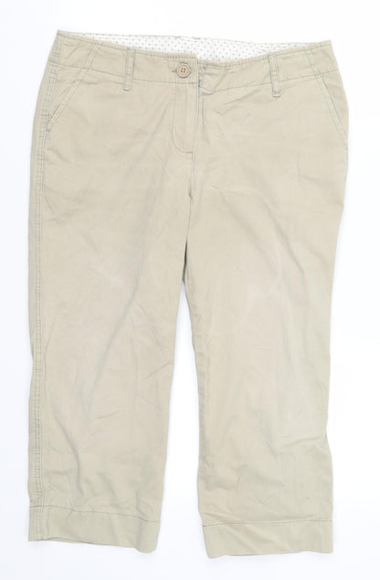 Womens UK Size 12 Marks and Spencer Regular Fit Cropped Beige Trousers