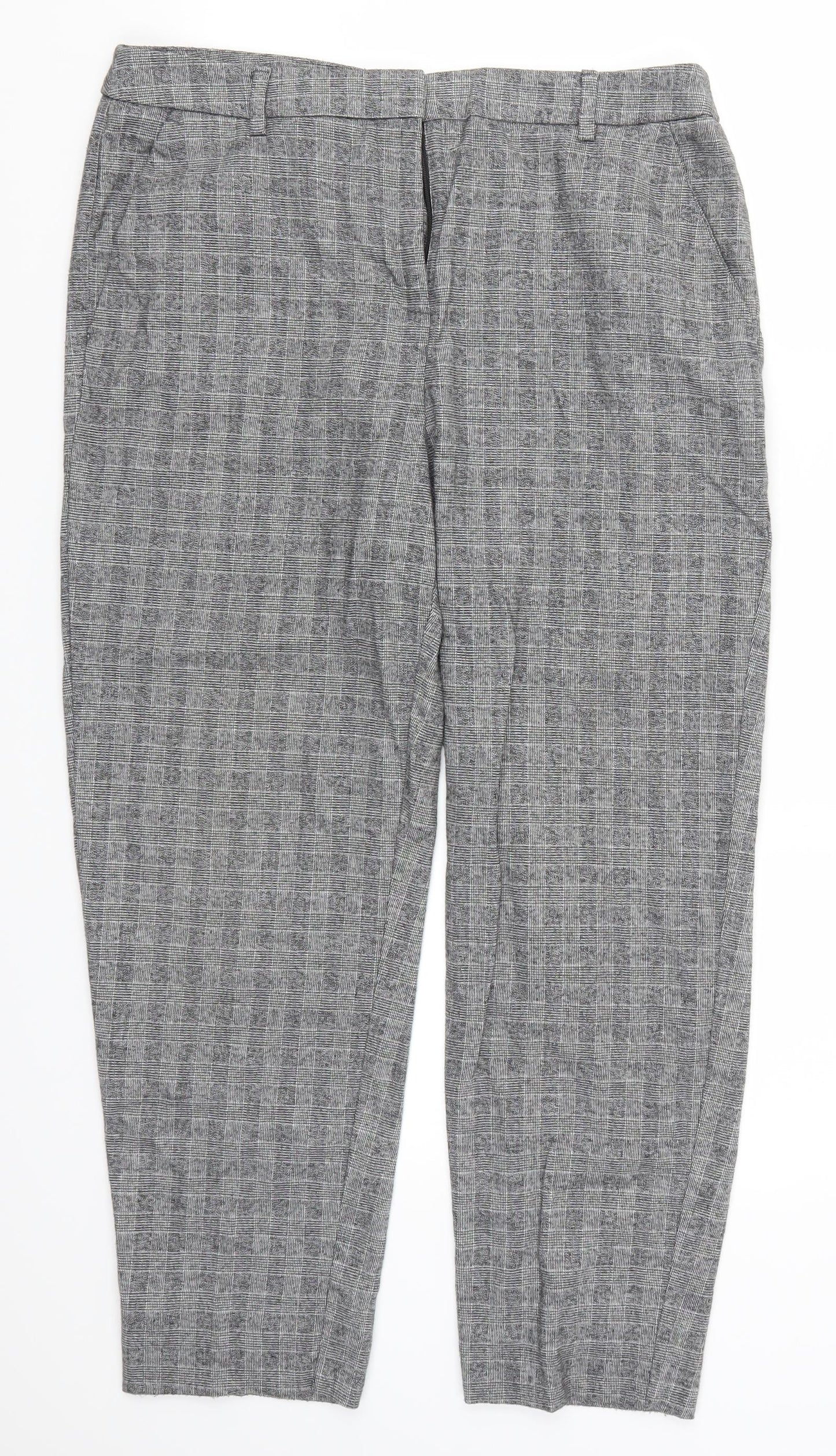 TU Womens Grey Check  Trousers  Size 14 L23.5 in