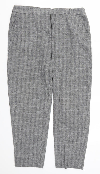 TU Womens Grey Check  Trousers  Size 14 L23.5 in