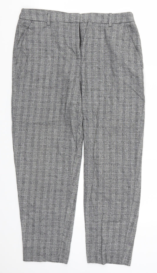 TU Womens Grey Check  Trousers  Size 14 L23.5 in