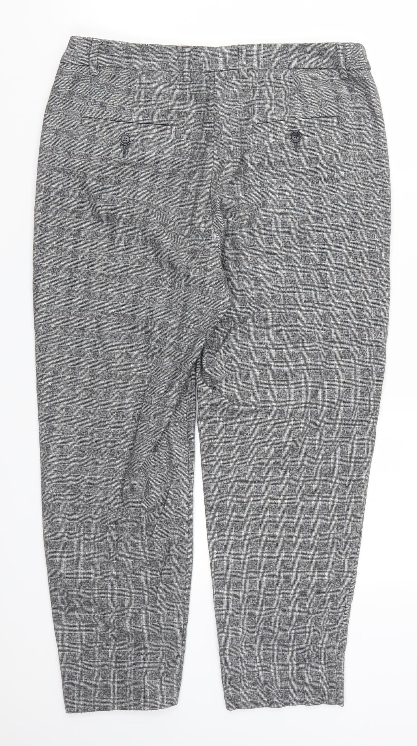 TU Womens Grey Check  Trousers  Size 14 L23.5 in