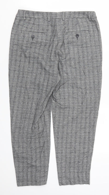 TU Womens Grey Check  Trousers  Size 14 L23.5 in