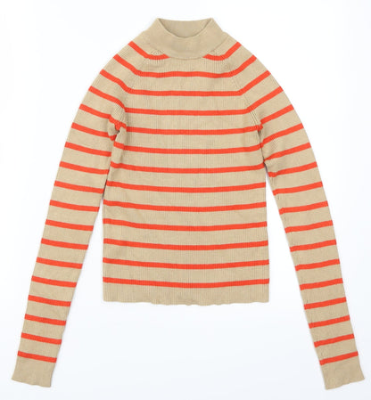 Bikbok Womens Beige Striped  Pullover Jumper Size S  - Red Stripes