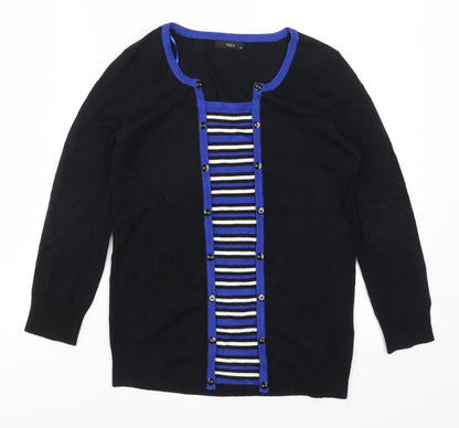 Marks and Spencer Womens Black Striped  Pullover Jumper Size 8  - Blue Stripes