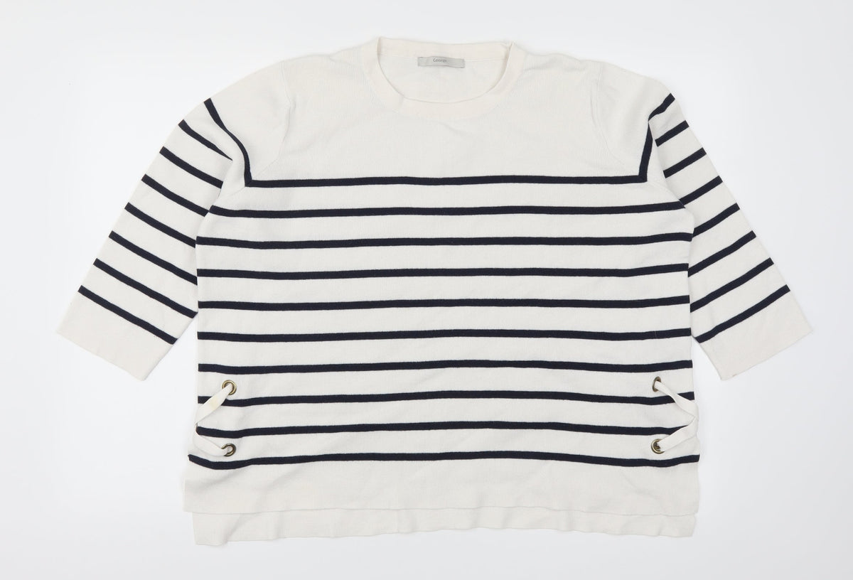 George Womens White Striped  Pullover Jumper Size 16