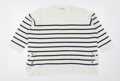 George Womens White Striped  Pullover Jumper Size 16