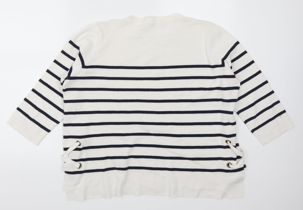 George Womens White Striped  Pullover Jumper Size 16