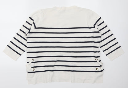 George Womens White Striped  Pullover Jumper Size 16