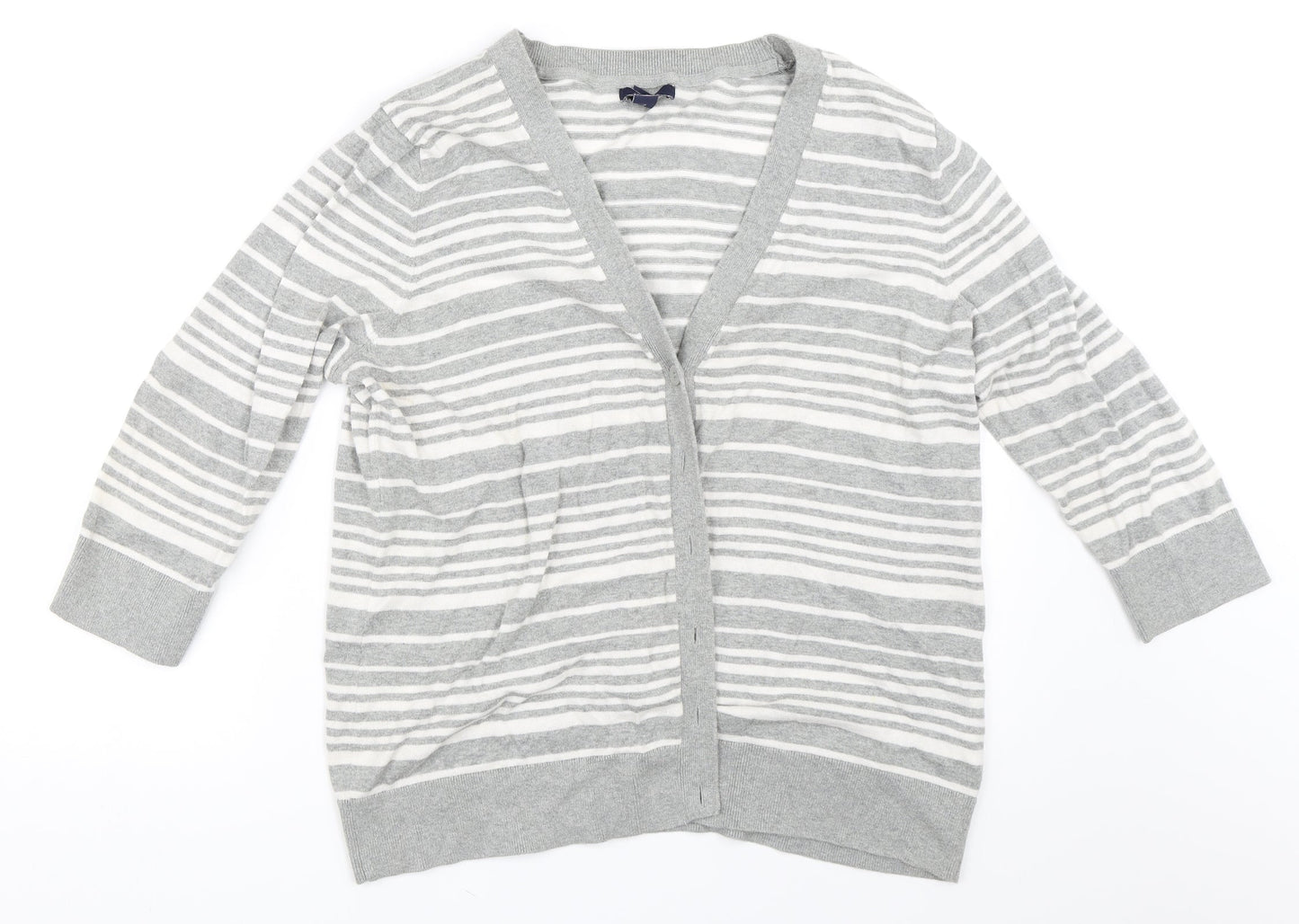 Gap Womens Grey Striped  Cardigan Jumper Size XL