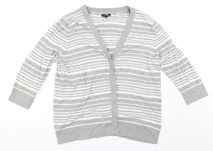 Gap Womens Grey Striped  Cardigan Jumper Size XL