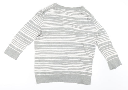 Gap Womens Grey Striped  Cardigan Jumper Size XL
