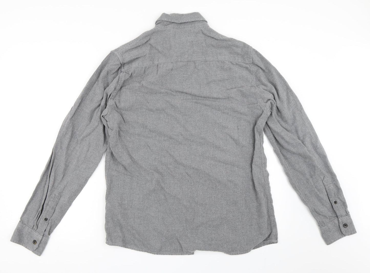 Mens UK Size M Easy Grey  Button-Up Long Sleeve Casual Shirt
