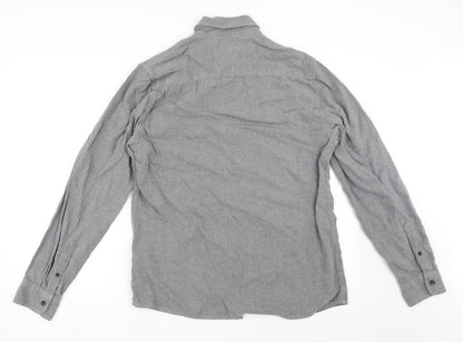 Mens UK Size M Easy Grey  Button-Up Long Sleeve Casual Shirt
