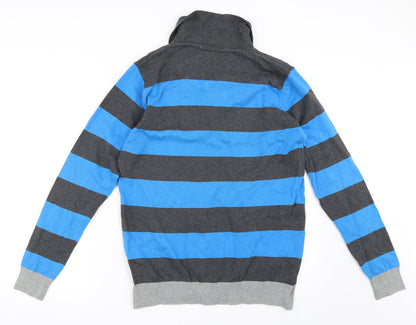Cedar Wood State Mens Blue Striped  Pullover Jumper Size L