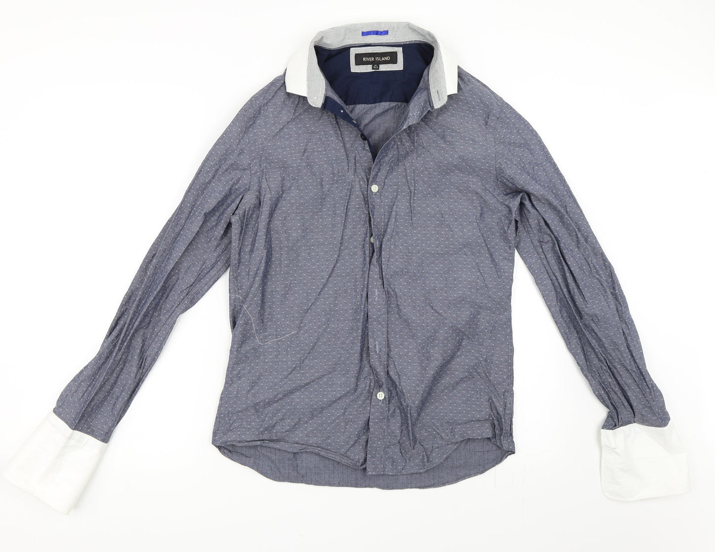 River Island Mens Blue    Button-Up Size 16.5