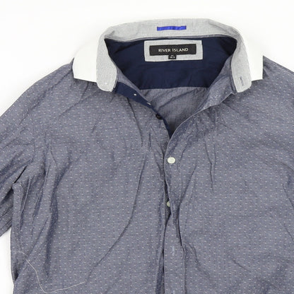 River Island Mens Blue    Button-Up Size 16.5