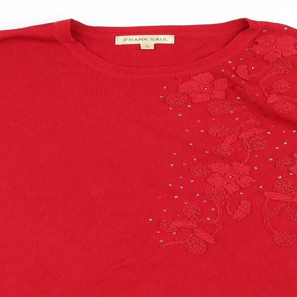 Frank Womens Saul Red Pullover Jumper Size L