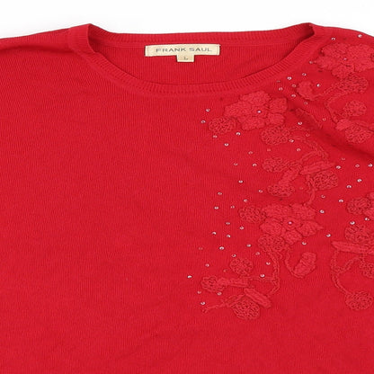 Frank Womens Saul Red Pullover Jumper Size L
