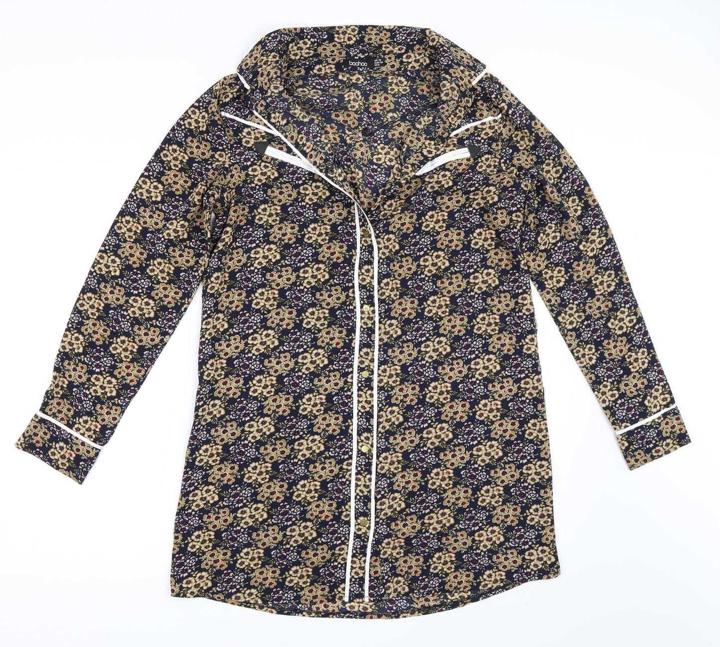 Boohoo Womens Blue Floral  Shirt Dress  Size 10