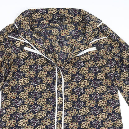 Boohoo Womens Blue Floral  Shirt Dress  Size 10