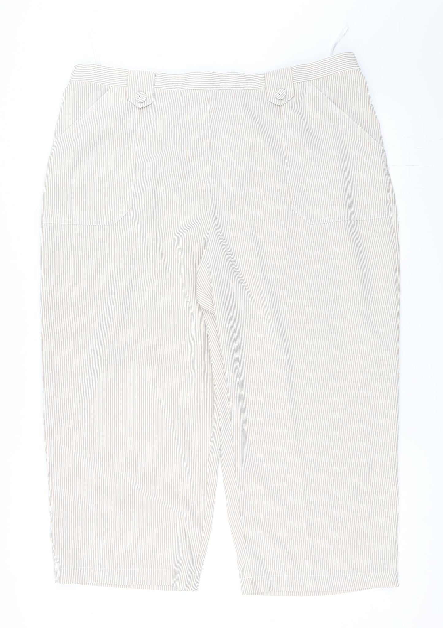 Emeliax Womens Beige Striped  Cropped Trousers Size XL L21 in