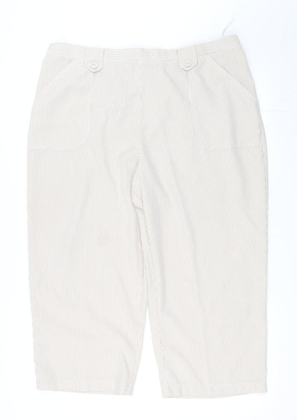 Emeliax Womens Beige Striped  Cropped Trousers Size XL L21 in