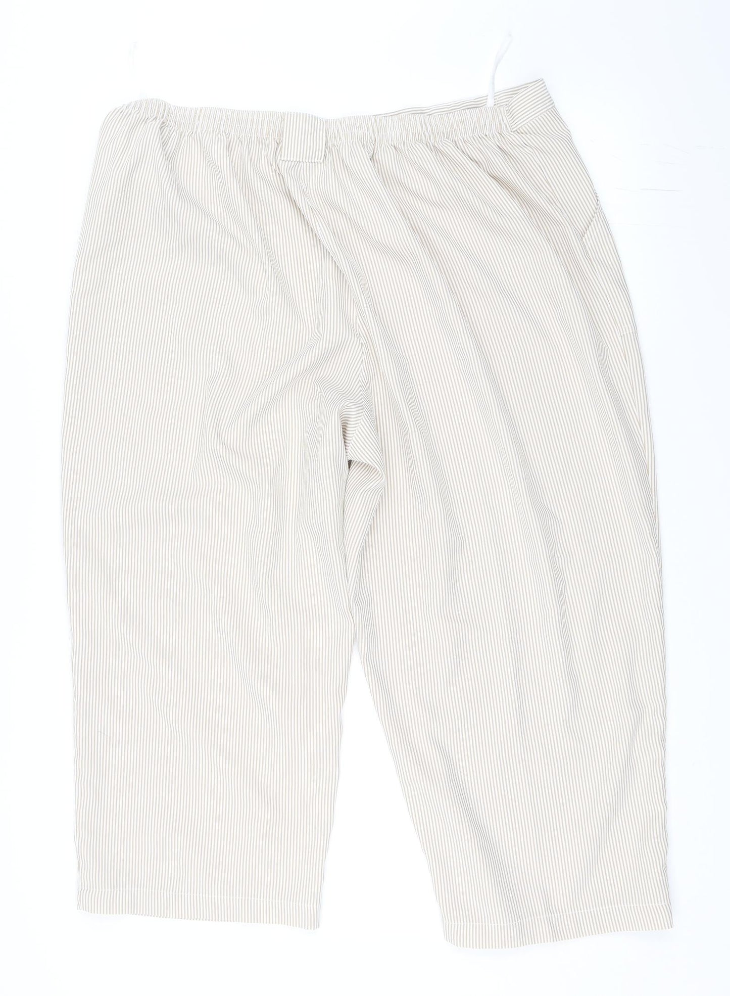 Emeliax Womens Beige Striped  Cropped Trousers Size XL L21 in
