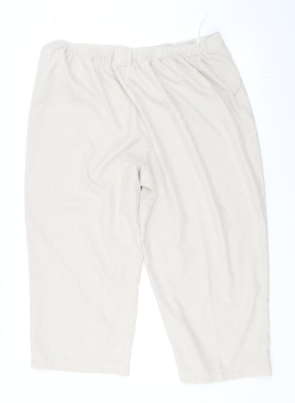 Emeliax Womens Beige Striped  Cropped Trousers Size XL L21 in