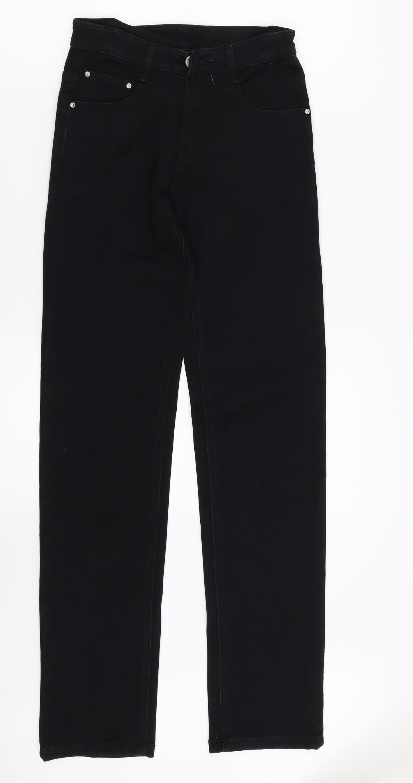 Womens UK Size 8 Preworn Regular Fit Straight Black Jeans
