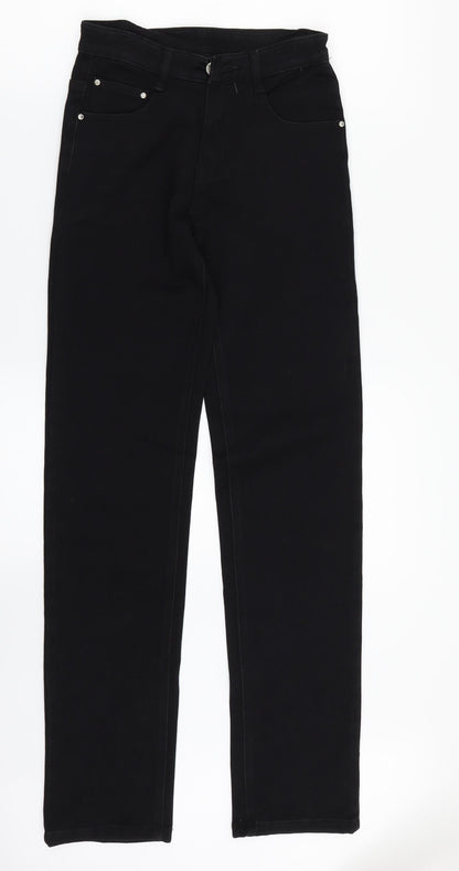 Womens UK Size 8 Preworn Regular Fit Straight Black Jeans