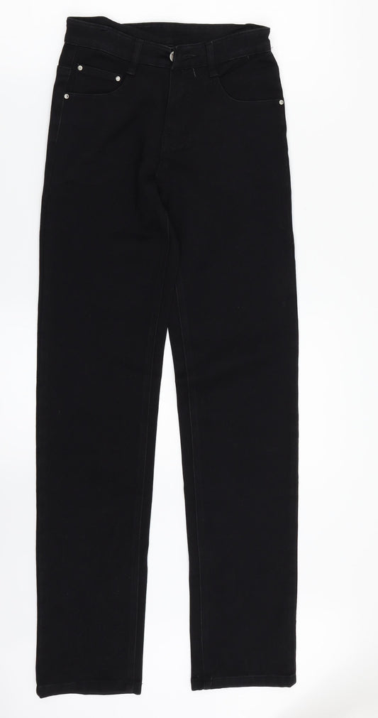 Womens UK Size 8 Preworn Regular Fit Straight Black Jeans