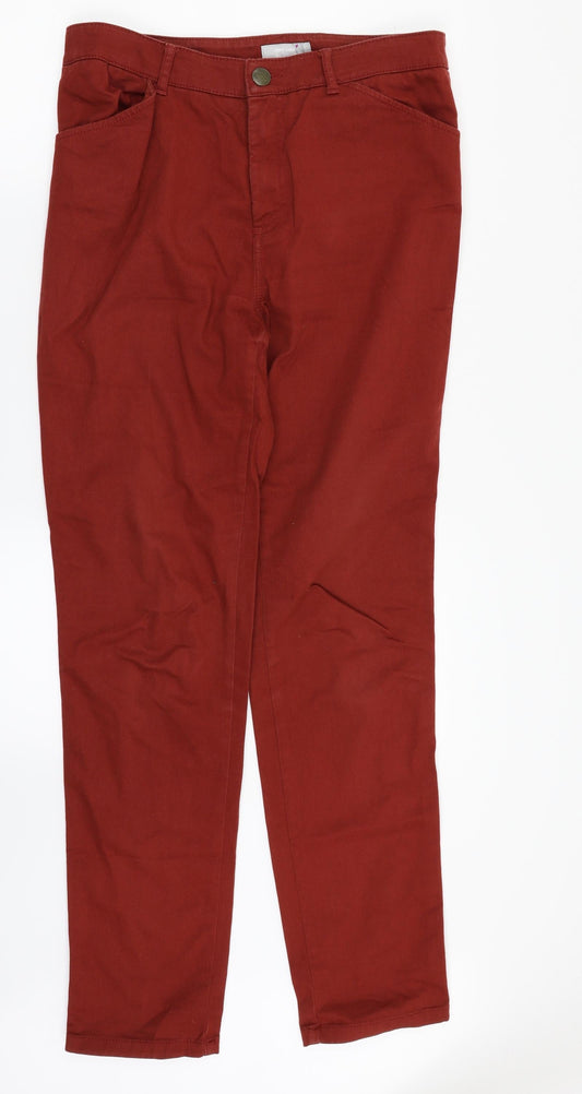 M&S Womens Red  Denim Straight Jeans Size 12 L30 in