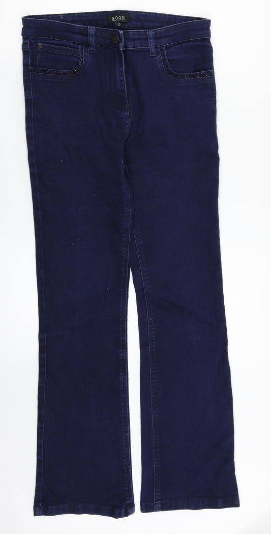 Soon Womens Blue  Denim Straight Jeans Size 12 L29 in