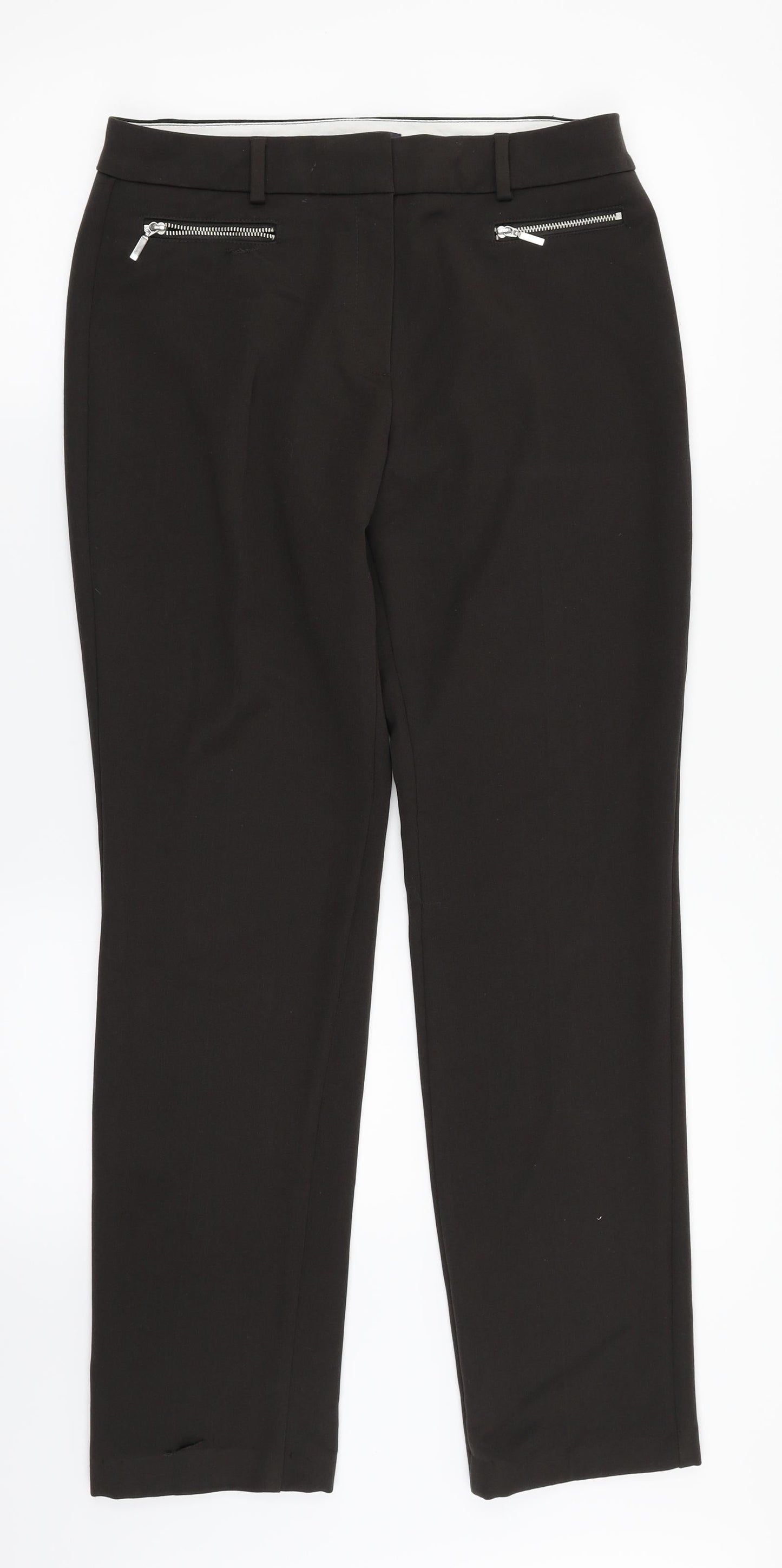 Womens UK Size 10 M&S Regular Fit Dress Pants Brown Trousers