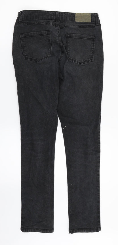 Dorothy Perkins Womens Black  Denim Straight Jeans Size 8 L30 in