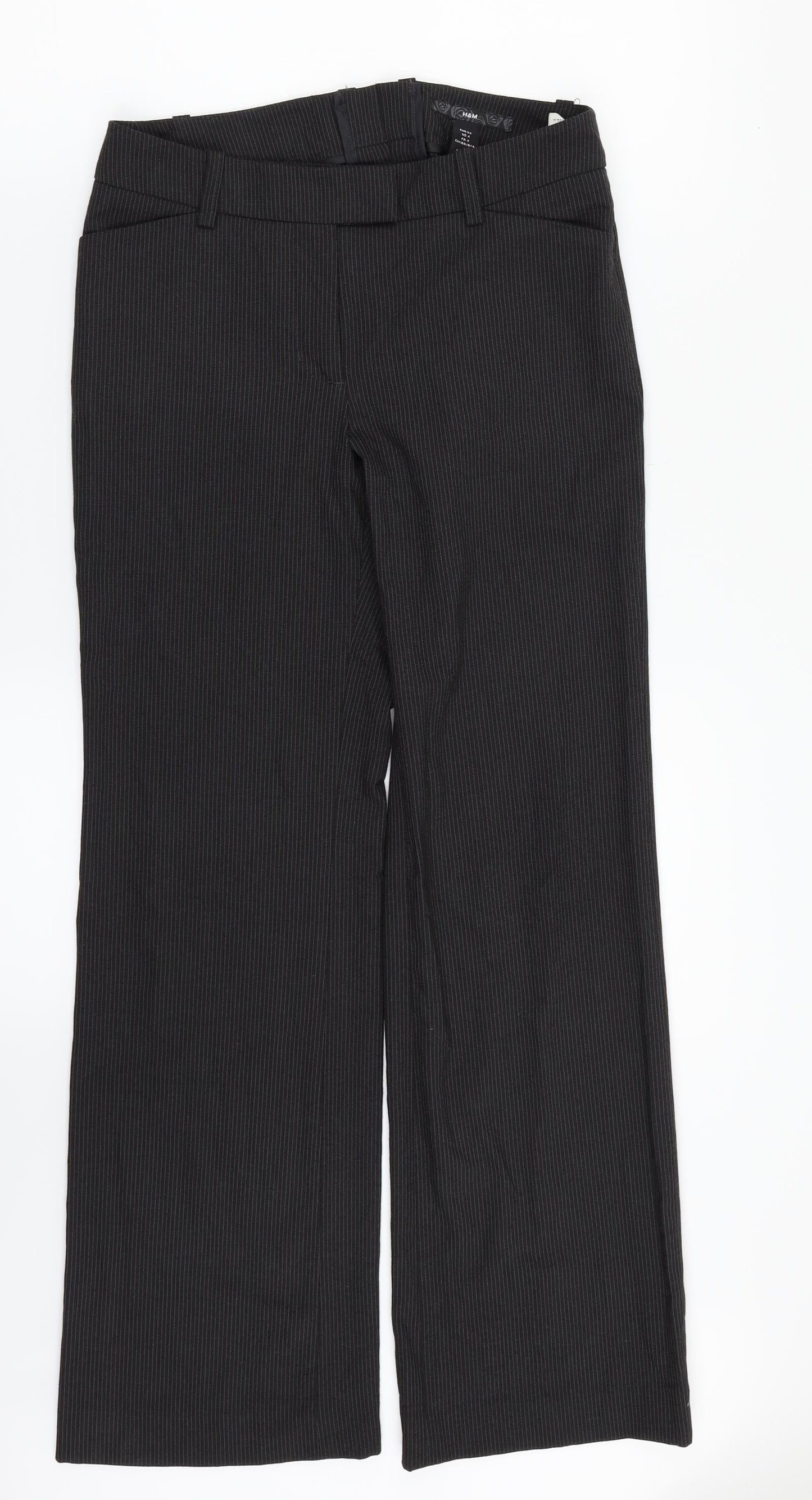 H& Womens Black Striped  Dress Pants Trousers Size 6 L29 in