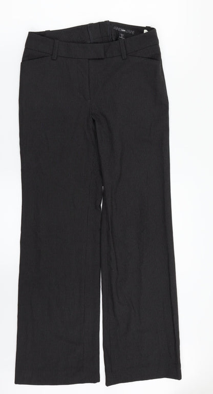 H& Womens Black Striped  Dress Pants Trousers Size 6 L29 in