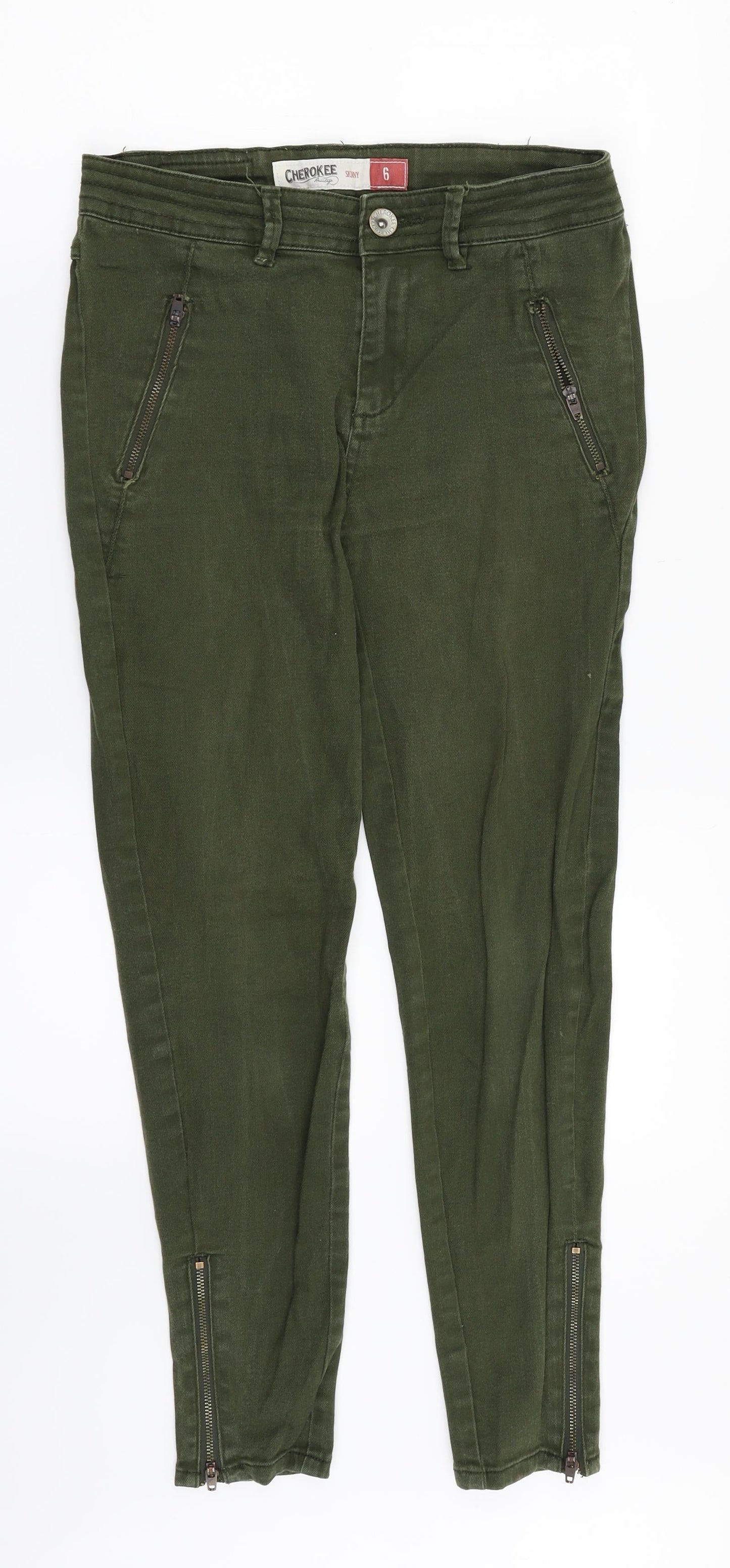 Cherokee Womens Green  Denim Straight Jeans Size 6 L26 in