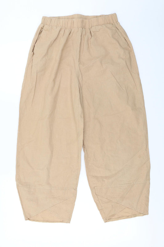 Womens UK Size L Preworn Regular Fit Cropped Beige Trousers