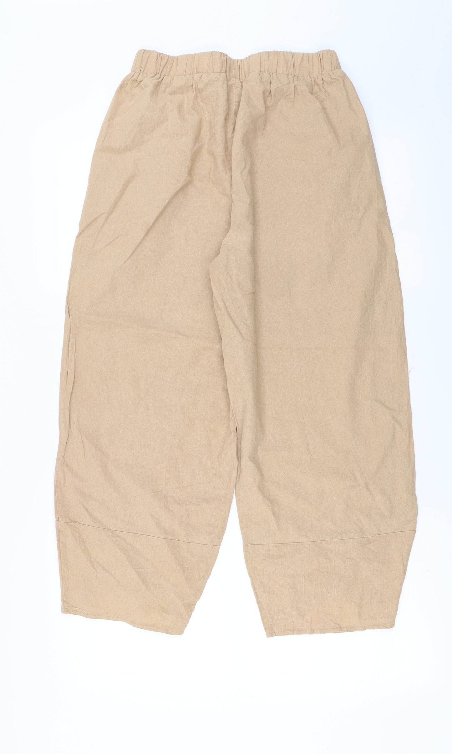 Womens UK Size L Preworn Regular Fit Cropped Beige Trousers