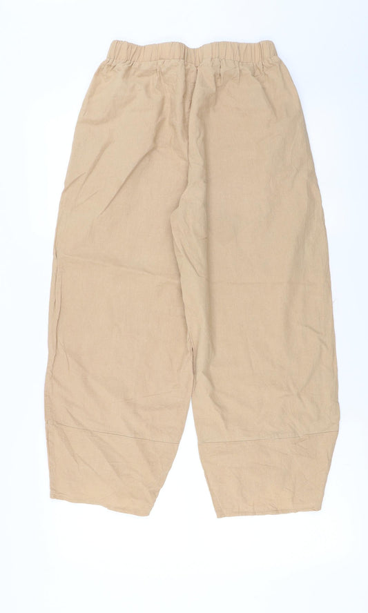 Womens UK Size L Preworn Regular Fit Cropped Beige Trousers