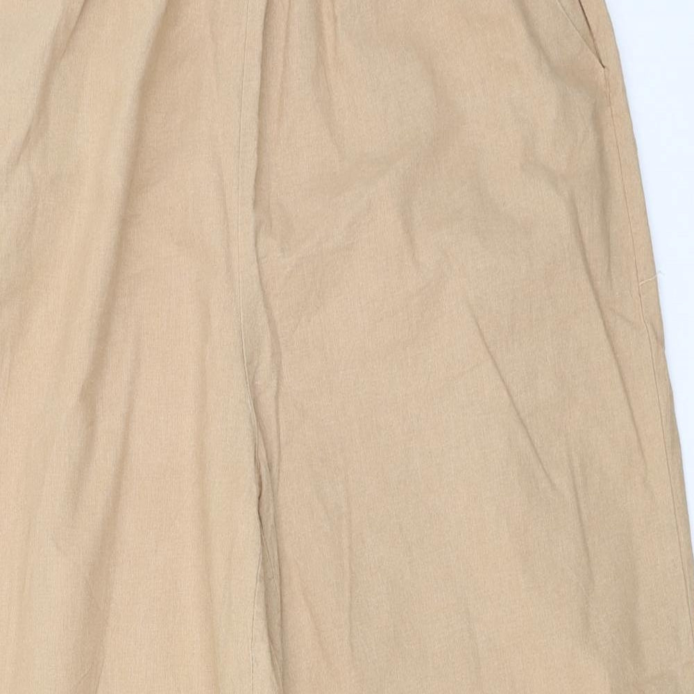 Womens UK Size L Preworn Regular Fit Cropped Beige Trousers