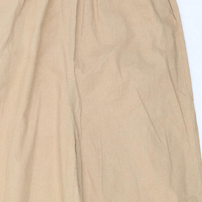 Womens UK Size L Preworn Regular Fit Cropped Beige Trousers