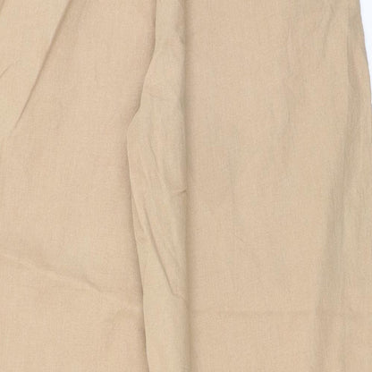 Womens UK Size L Preworn Regular Fit Cropped Beige Trousers