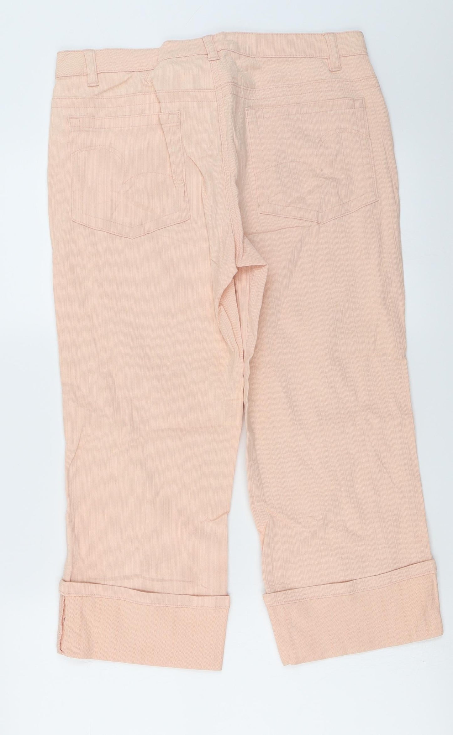 Womens UK Size 12 Papaya Regular Fit Cropped Pink Trousers