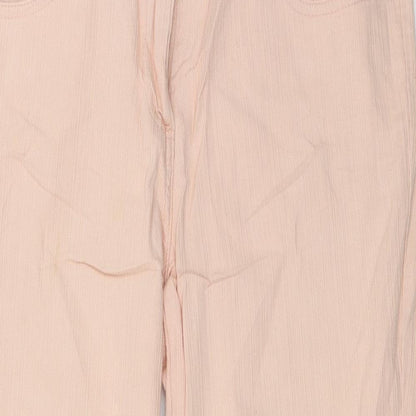 Womens UK Size 12 Papaya Regular Fit Cropped Pink Trousers
