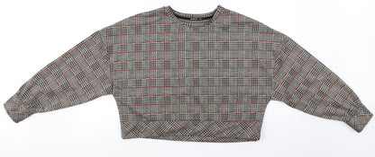 Stradivarius Womens Beige Check  Pullover Jumper Size L